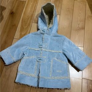 Cozy Light Blue Hooded Kids Puffer Coat